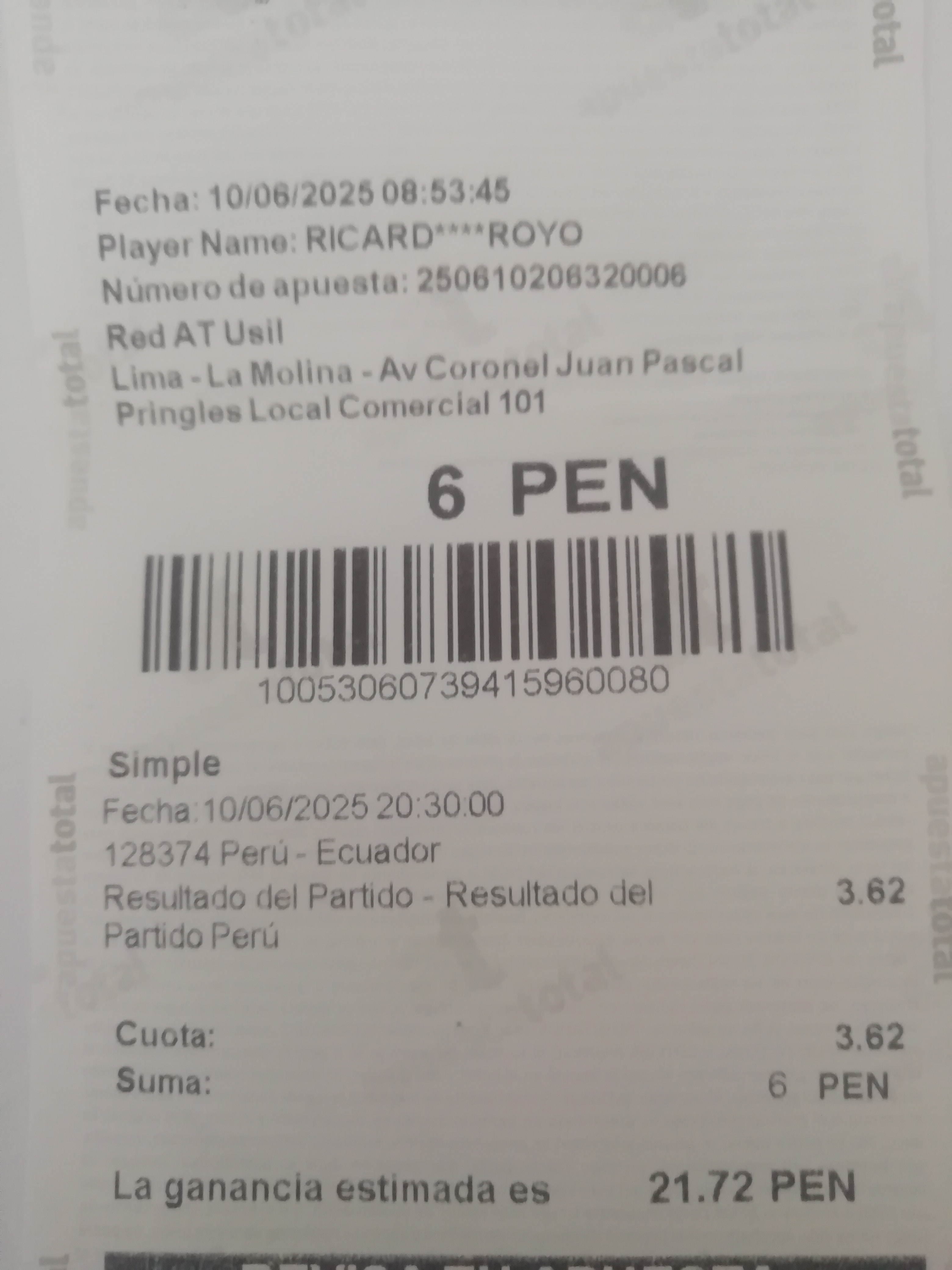 apuesta Peru vs Ecuador